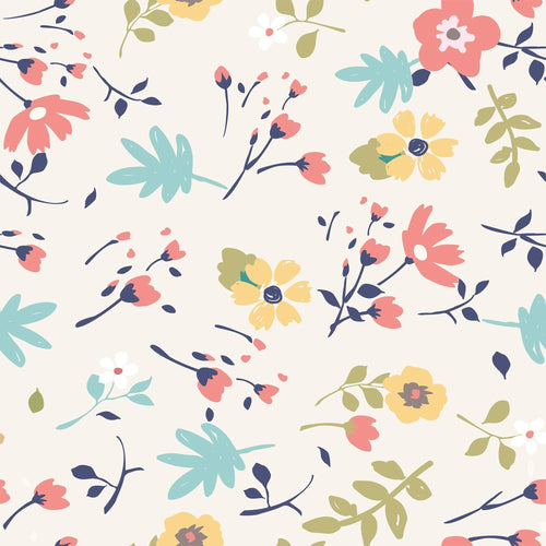 White Botanical Floral Peel and Stick Removable Wallpaper 1927