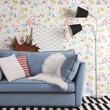 White Botanical Floral Peel and Stick Removable Wallpaper 1927