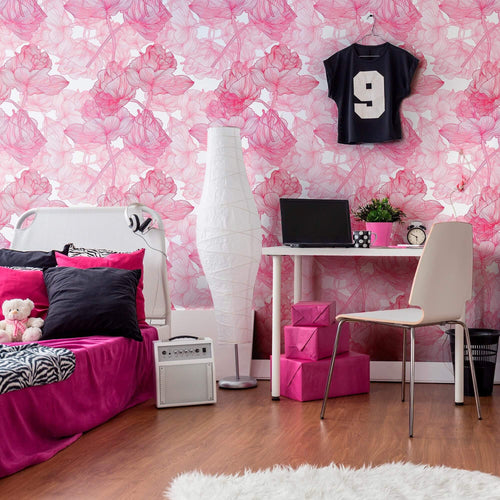 Pink and White Motif Peel and Stick Removable Wallpaper 4142