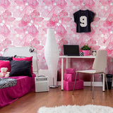 Pink and White Motif Peel and Stick Removable Wallpaper 4142