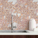 Beige Flower Peel and Stick Removable Wallpaper 9552
