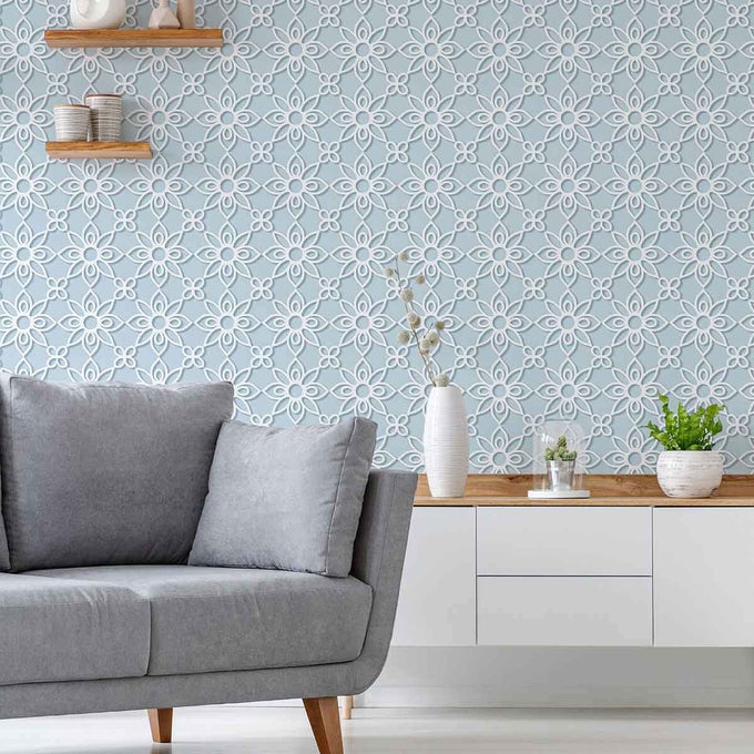 Blue Flower Peel and Stick Removable Wallpaper 9889