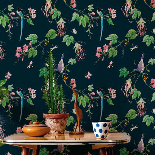 Green Flower Peel and Stick Removable Wallpaper 4130