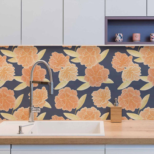 Orange Flower Peel and Stick Removable Wallpaper 1002