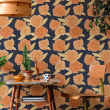 Orange Flower Peel and Stick Removable Wallpaper 1002