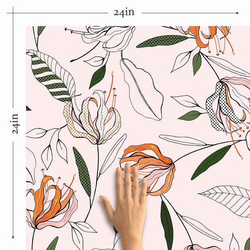 Orange Flower Peel and Stick Removable Wallpaper 0186