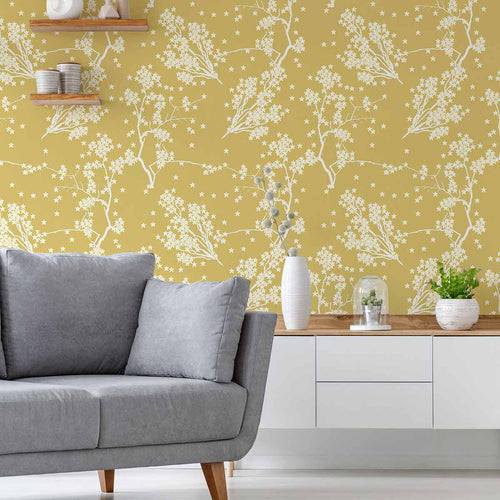 Yellow Flower Peel and Stick Removable Wallpaper 1001