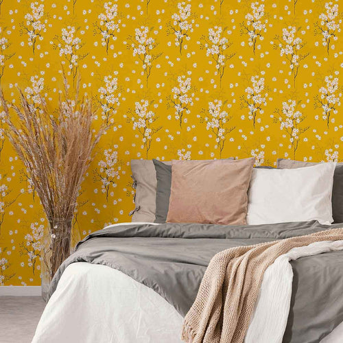 Yellow Flower Peel and Stick Removable Wallpaper 0982
