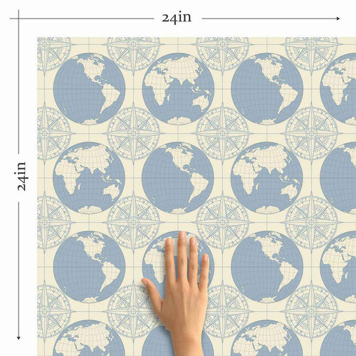Blue Globe Peel and Stick Removable Wallpaper 8062