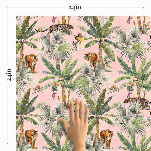 Pink Jungle Peel and Stick Removable Wallpaper 4604