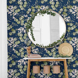 Blue Leaf Peel and Stick Removable Wallpaper 6976