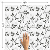 Grey Leaf Peel and Stick Removable Wallpaper 4017