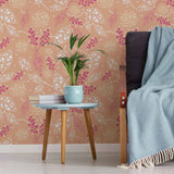 Pink Leaf Peel and Stick Removable Wallpaper 7625