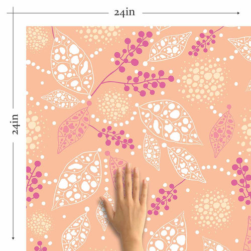 Pink Leaf Peel and Stick Removable Wallpaper 7625