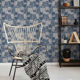 Blue Linen Peel and Stick Removable Wallpaper 8658