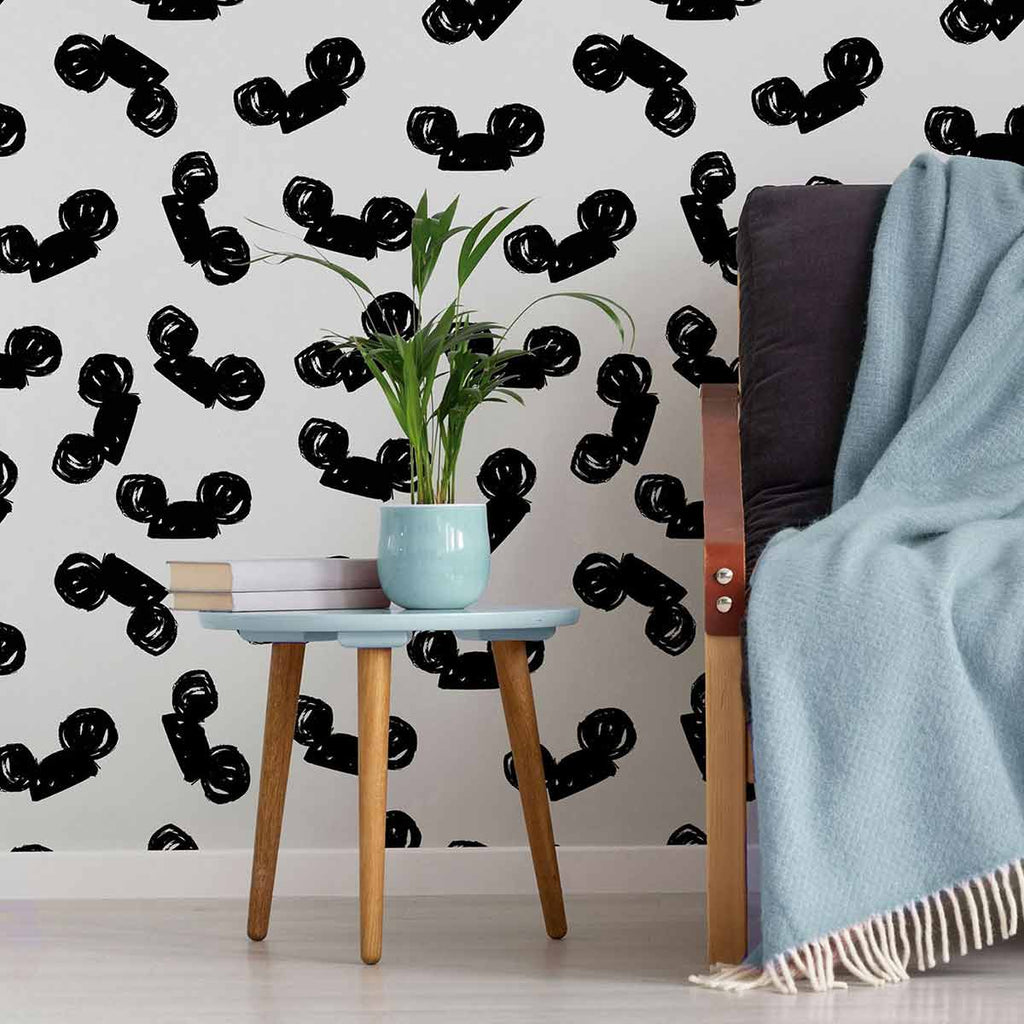 Black and White Mickey Mouse Peel and Stick Removable Wallpaper ...