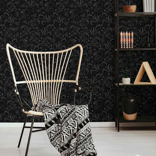 Black and White Motif Peel and Stick Removable Wallpaper 7685