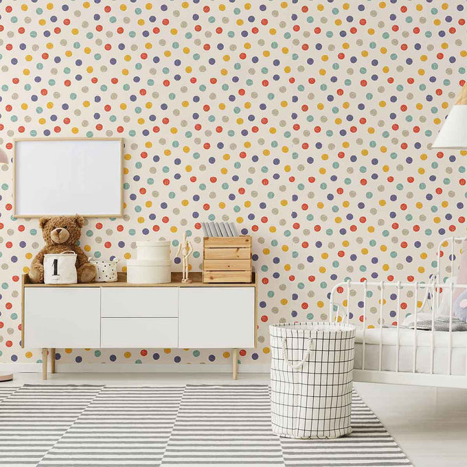Beige Polka dot Peel and Stick Removable Wallpaper 0739