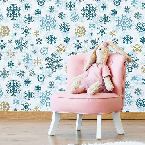 Blue Snowflake Peel and Stick Removable Wallpaper 2091