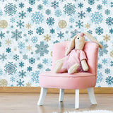 Blue Snowflake Peel and Stick Removable Wallpaper 2091