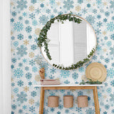 Blue Snowflake Peel and Stick Removable Wallpaper 2091