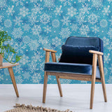 Blue Snowflake Peel and Stick Removable Wallpaper 7159