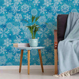 Blue Snowflake Peel and Stick Removable Wallpaper 7159