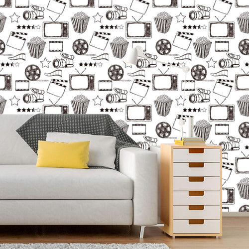White Vintage Themed Peel and Stick Removable Wallpaper 6896