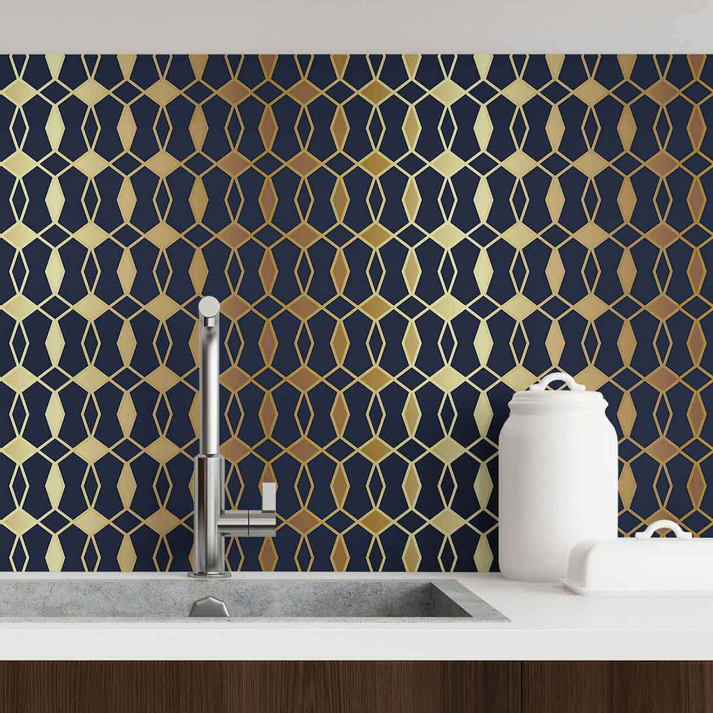 Blue Trellis Peel and Stick Removable Wallpaper 6651 | Walls By Me