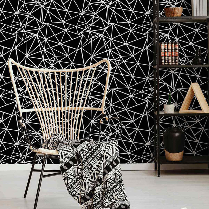 Black and White Triangle Peel and Stick Removable Wallpaper 6405