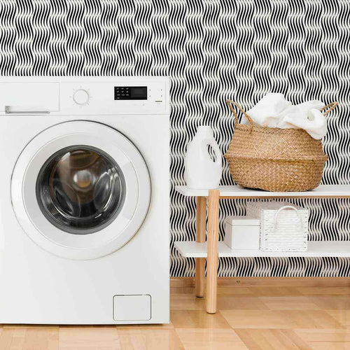 Black and White Weave Peel and Stick Removable Wallpaper 7645