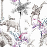 Grey Wildlife Peel and Stick Removable Wallpaper 7784