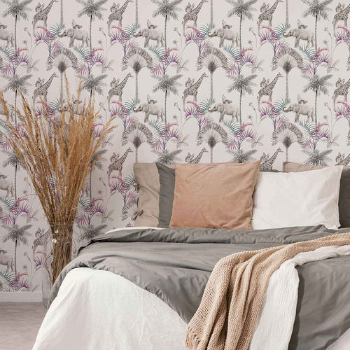 Grey Wildlife Peel and Stick Removable Wallpaper 7784