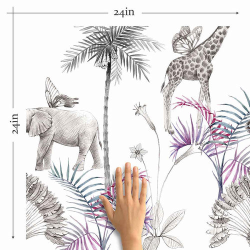 Grey Wildlife Peel and Stick Removable Wallpaper 7784