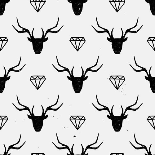Black and White Deer Animal Peel and Stick Removable Wallpaper 1727