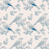 Silver and Blue Floral Animal Peel and Stick Removable Wallpaper 3836