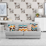 Off White Sketched Animal Peel and Stick Removable Wallpaper 6396