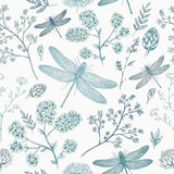 Navy Blue and Aqua Floral Animal Peel and Stick Removable Wallpaper 6672