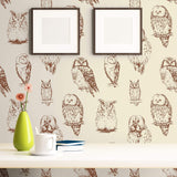 Brown and Tan Bird Animal Peel and Stick Removable Wallpaper 8422