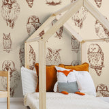 Brown and Tan Bird Animal Peel and Stick Removable Wallpaper 8422