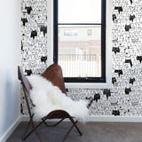 Black and White Geometric Animal Peel and Stick Removable Wallpaper 6188