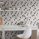 Black and White Geometric Animal Peel and Stick Removable Wallpaper 6188
