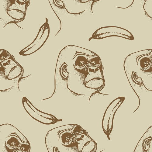 Brown Gorilla Animal Peel and Stick Removable Wallpaper 8514