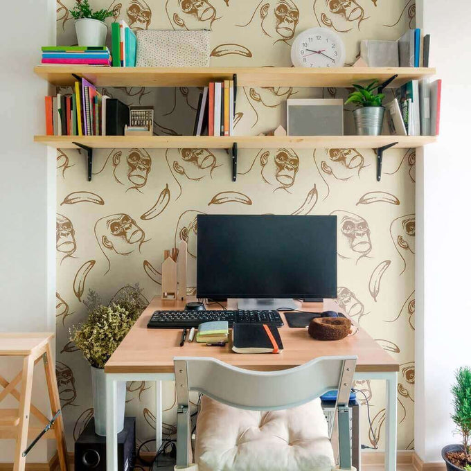 Brown Gorilla Animal Peel and Stick Removable Wallpaper 8514