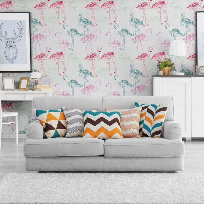 Red and Purple Bird Animal Peel and Stick Removable Wallpaper 0143