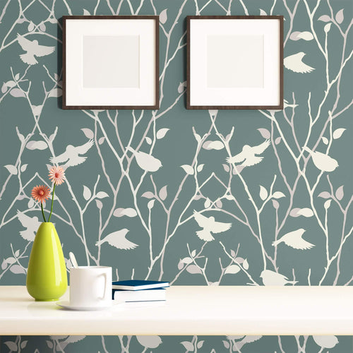 Grey Bird Animal Peel and Stick Removable Wallpaper 2066
