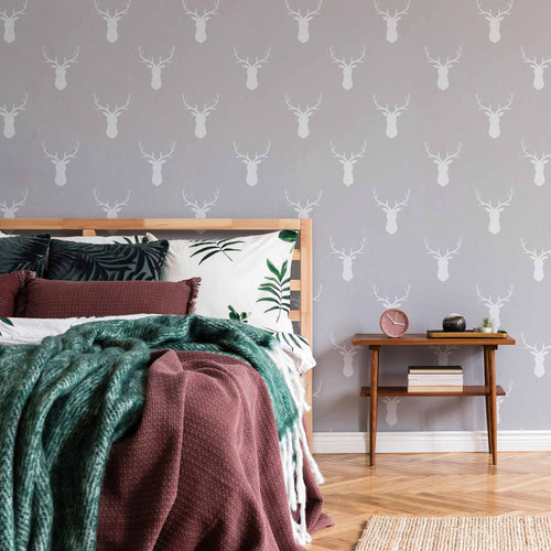 Grey Reindeer Peel and Stick Removable Wallpaper 8266