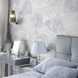 Silver Vintage Animal Peel and Stick Removable Wallpaper 7337