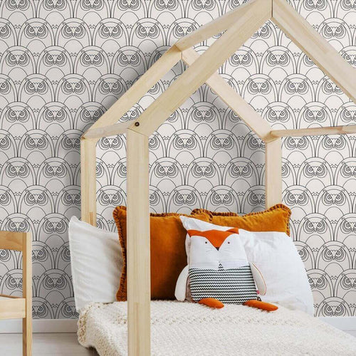 White Owl Animal Peel and Stick Removable Wallpaper 6007