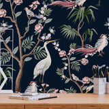 Blue and White Birds Peel and Stick Removable Wallpaper 7002